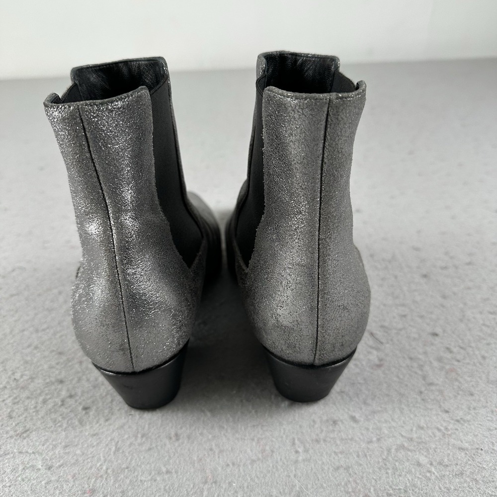 Saint Laurent Paris Silver Glitter Chelsea Heel Ankle Boots 40.5 EU - Picture 4 of 16